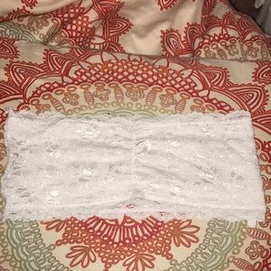 White lace strapless bralette